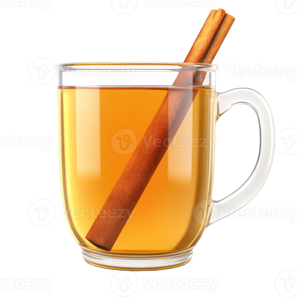 cinnamon stick in a glass cup of tea png