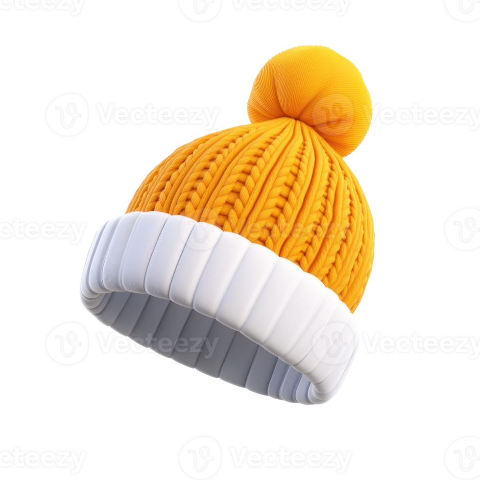 a yellow knitted hat on a transparent background png