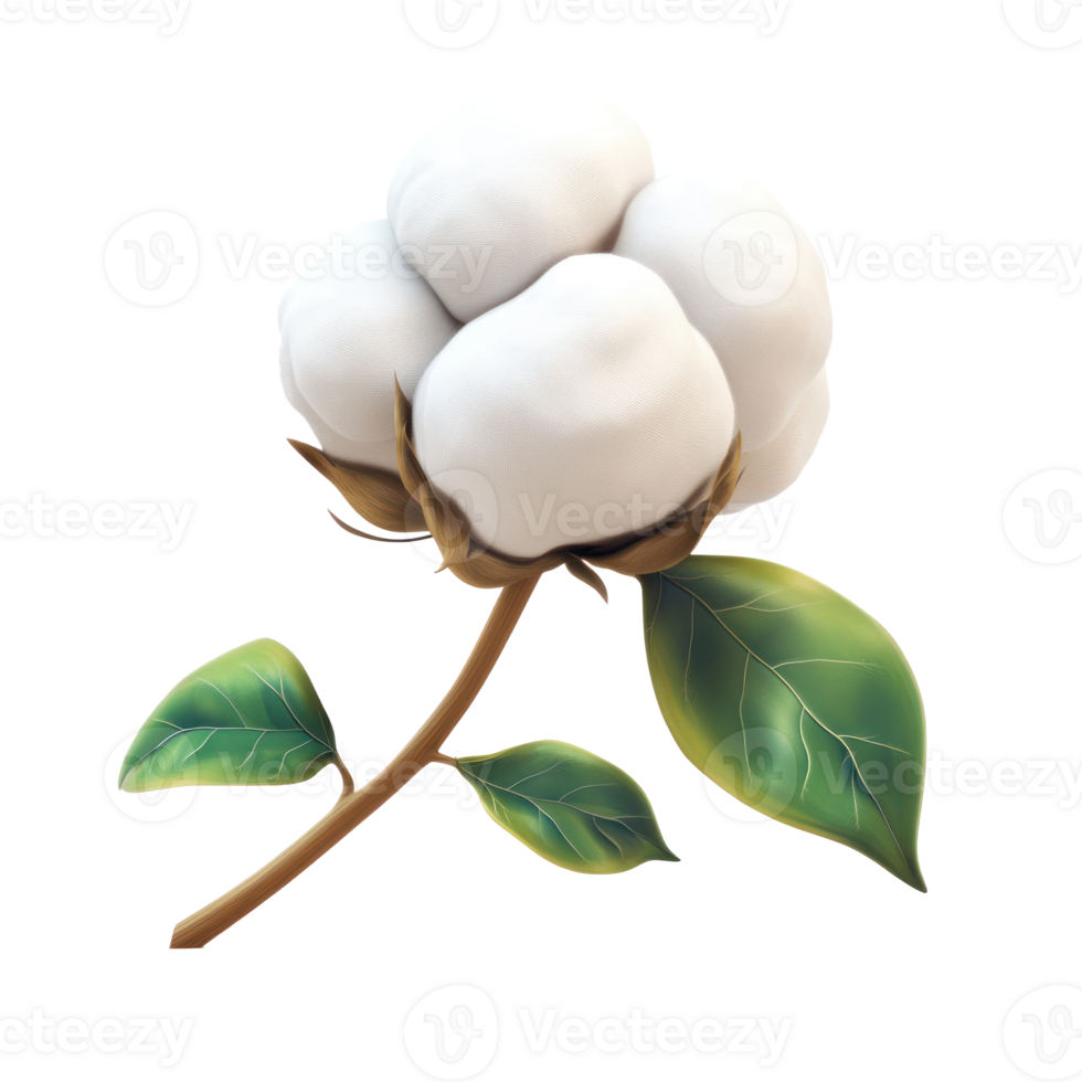 Cotton boll with leave png