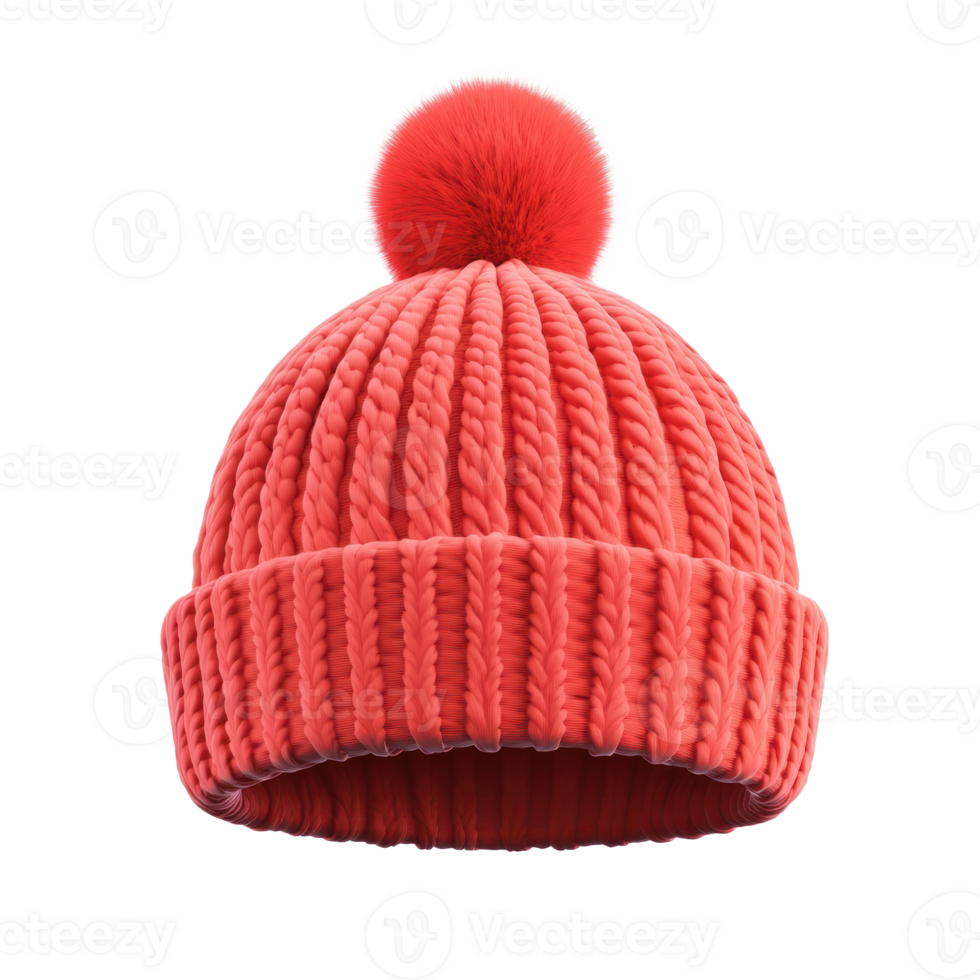 3D icon cartoon red knitted hat on a transparent background png
