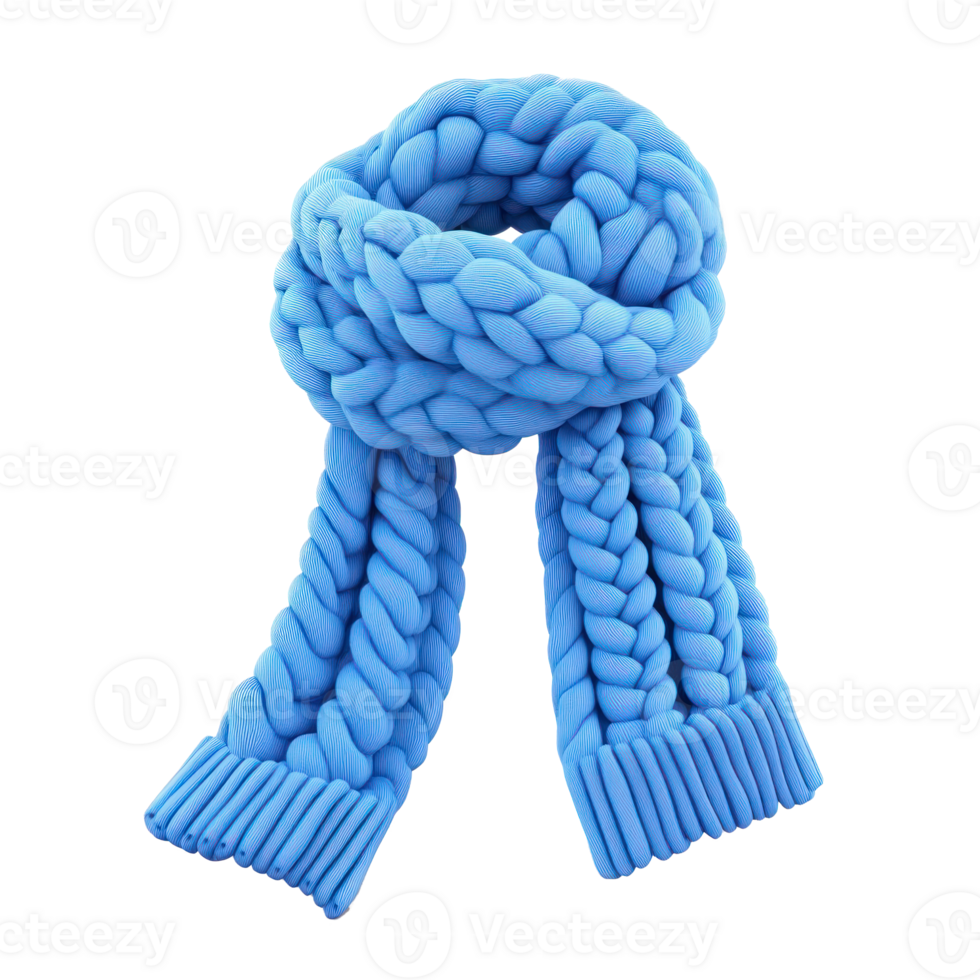 3D icon cartoon Wool knitted scarf minimalist isolate on transparent background png