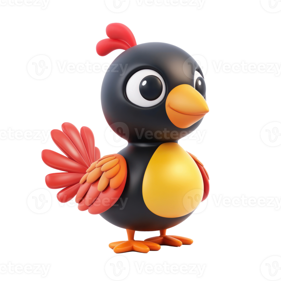 a cartoon bird with a red and black body isolate on transparent background png