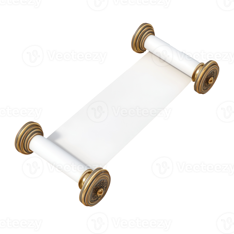 A white Torah scroll isolate on transparent background png
