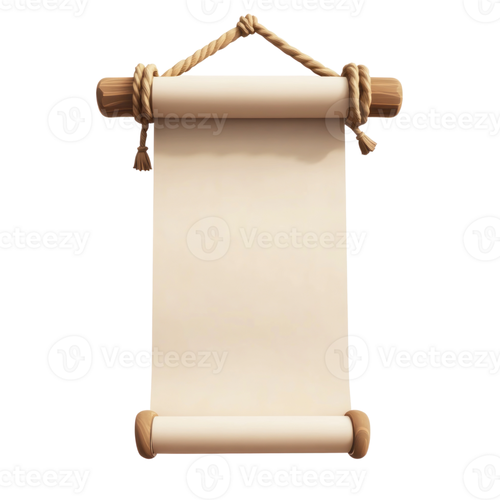 Old vertical paper scroll png