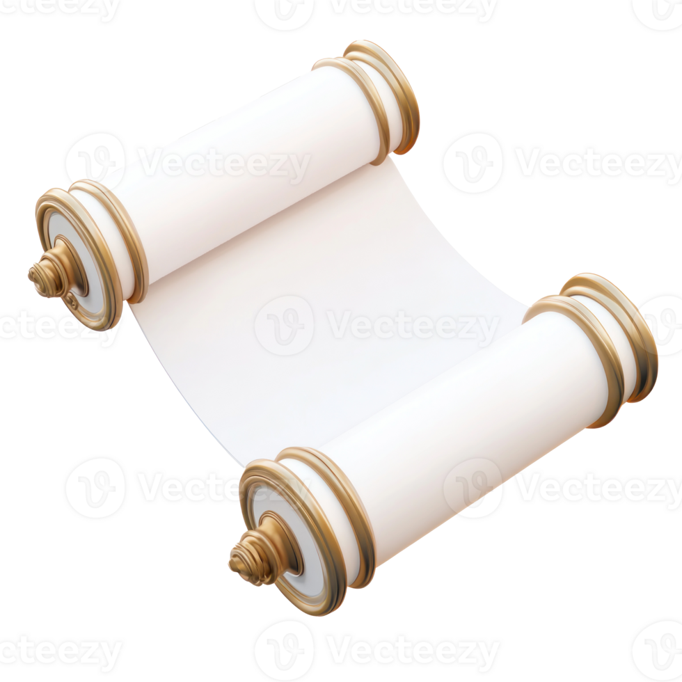 a scroll with a gold frame and a blank sheet of paper png
