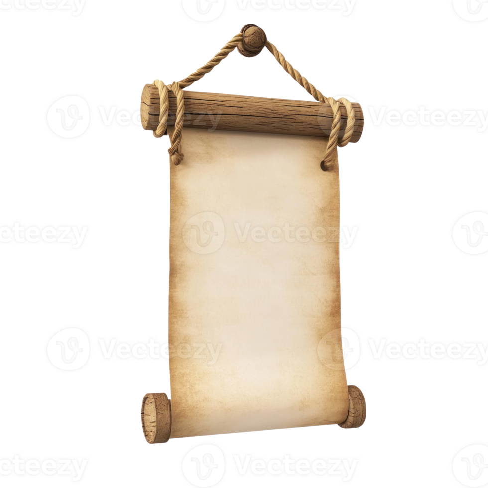 old scroll hanging on a rope png