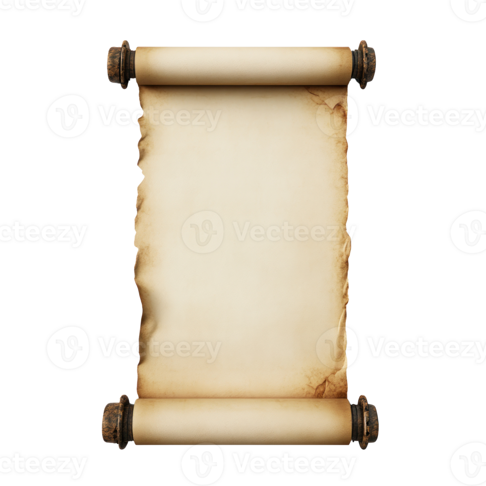 old parchment scroll on transparent background png