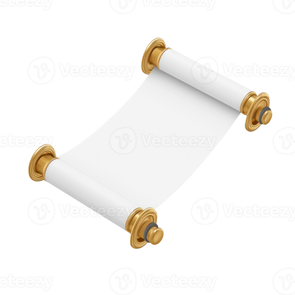 white Torah scroll 3D icon cartoon minimalist isolate on transparent background png