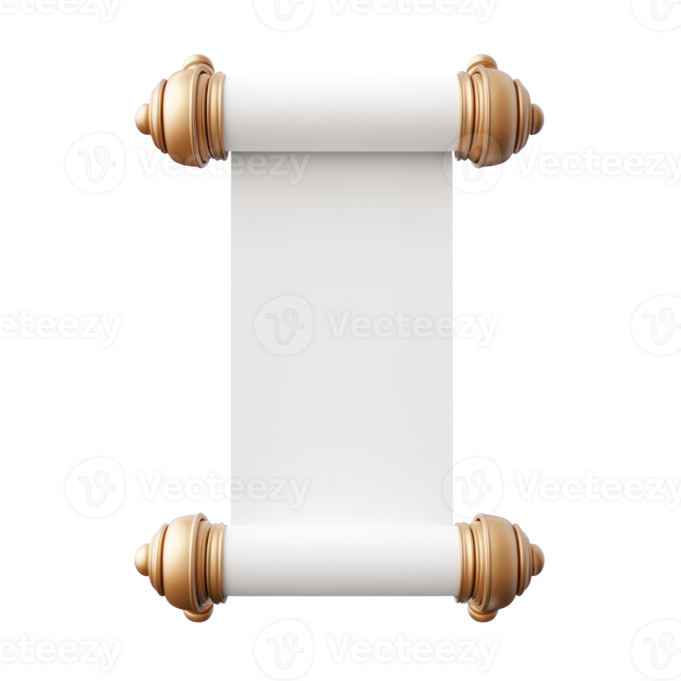 A white scroll 3D icon cartoon minimalist isolate on transparent background png