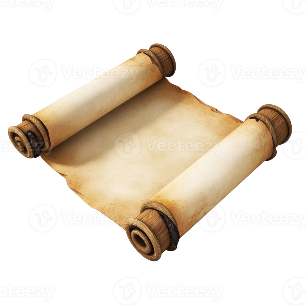 the Ancient blank scroll 3D icon cartoon minimalist isolate on transparent background png