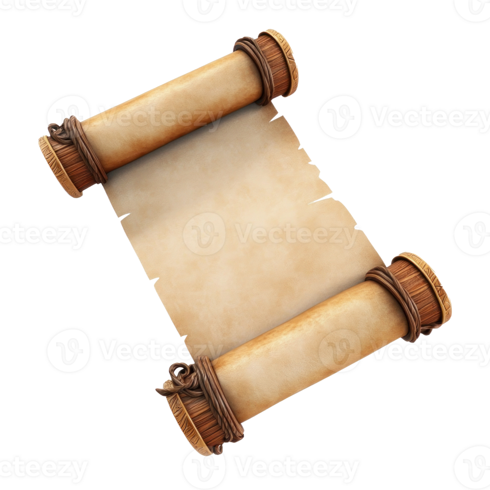 Ancient blank scroll icon cartoon minimalist isolate on transparent background png