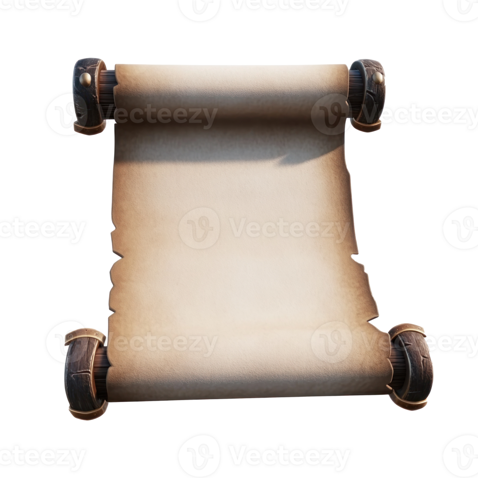 Old vintage scroll 3D icon cartoon minimalist isolate on transparent background png