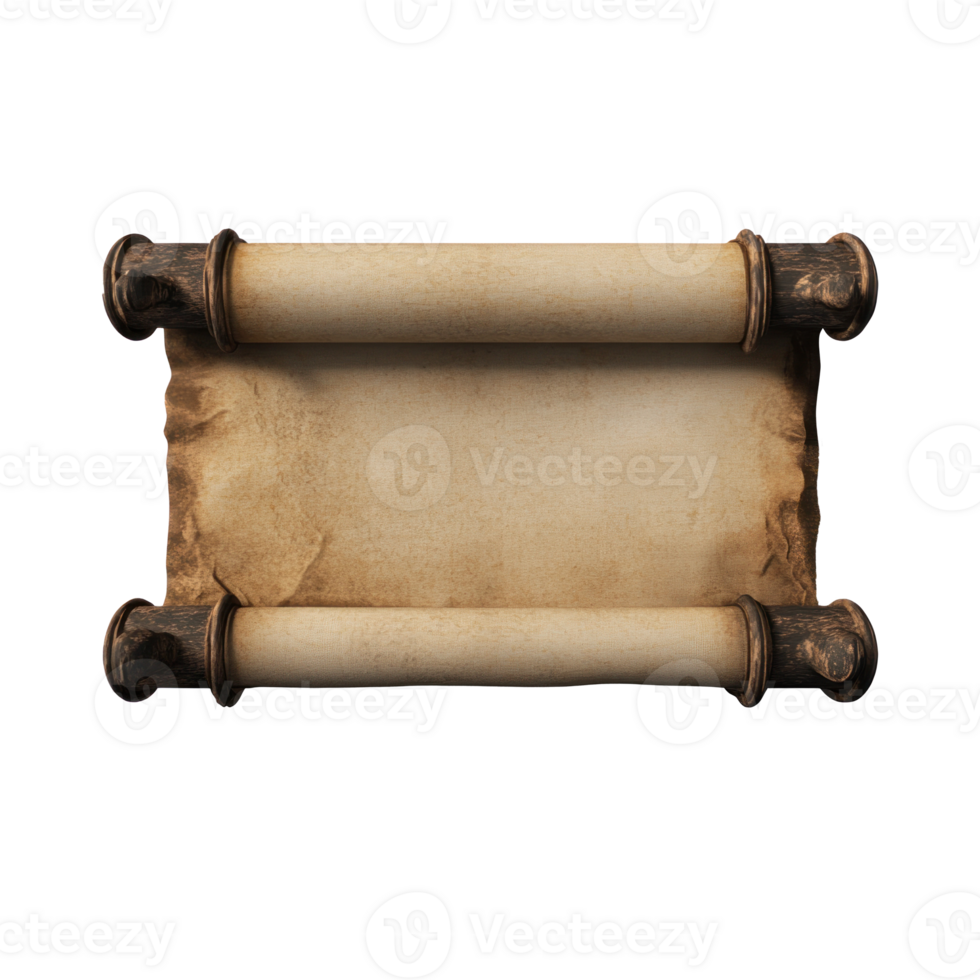Old horizontal scroll 3D icon cartoon minimalist isolate on transparent background png