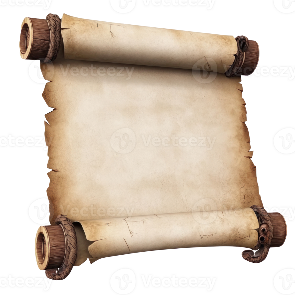 Horizontal parchment Blank paper 3D isolate on transparent background png