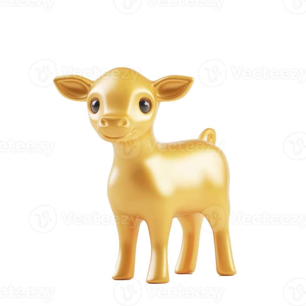 Golden calf 3D icon cartoon minimalist png