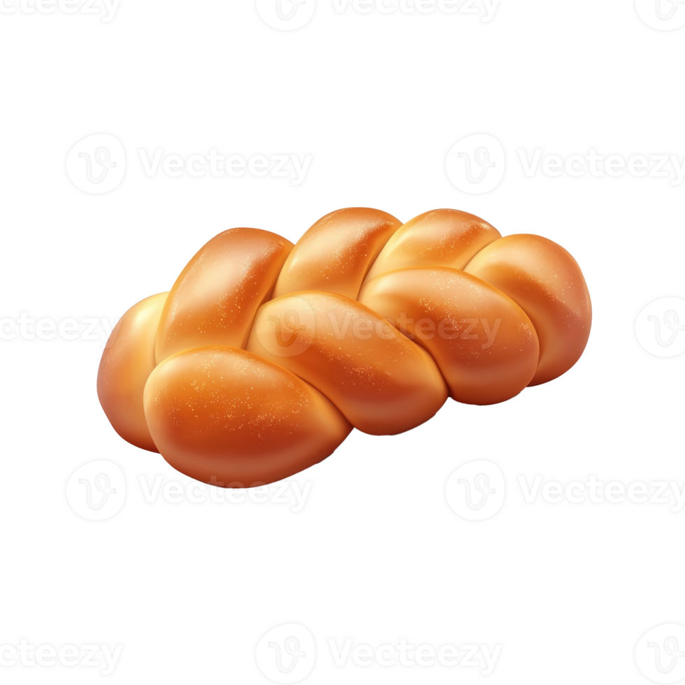 Jewish sweet Challah 3D icon cartoon minimalist isolate on transparent background png