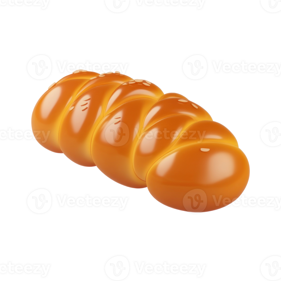 3d illustration of a loaf of bread on a transparent background png