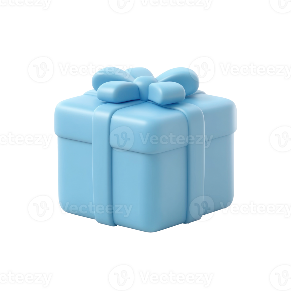 blue gift box with bow on transparent background png
