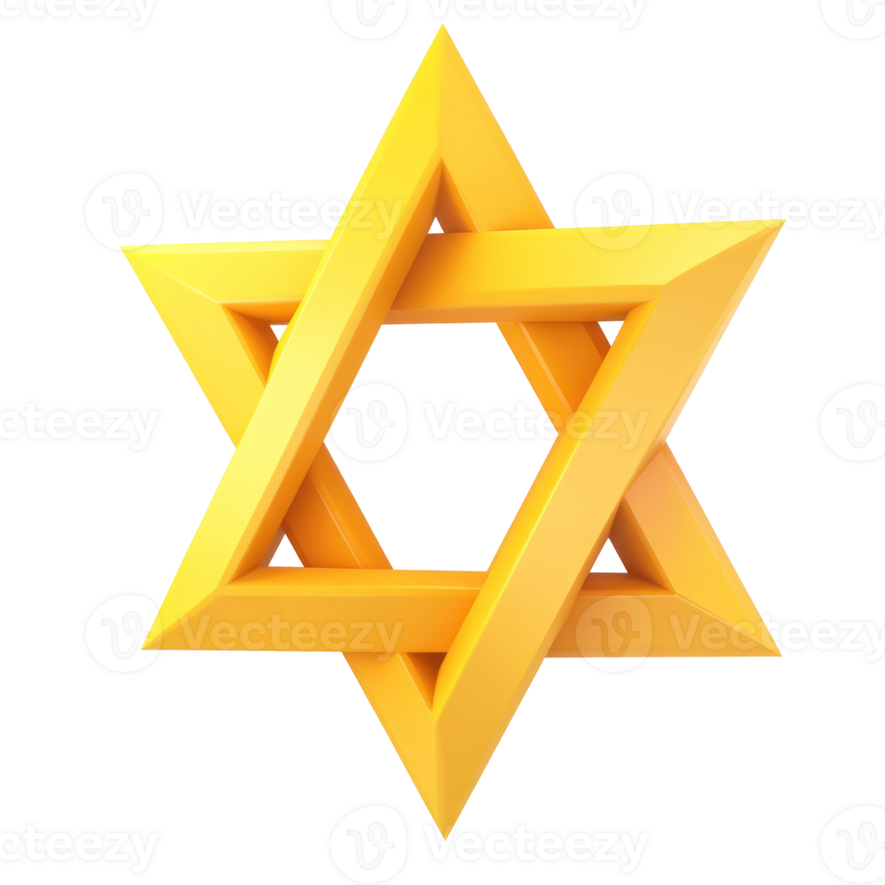 Judaism religious symbol star of david 3D icon cartoon minimalist isolate on transparent background png