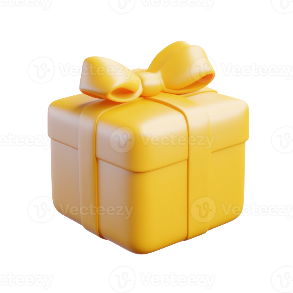 the Gold gift 3D icon cartoon minimalist isolate on transparent background png