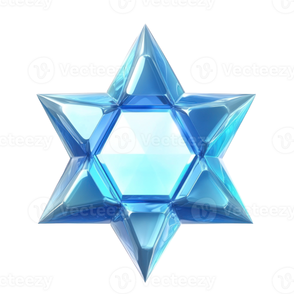 the Diamond Metal Star of David 3D icon cartoon minimalist isolate on transparent background png