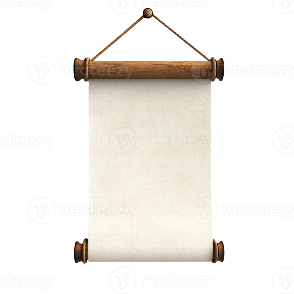 vertical scroll hanging 3D icon cartoon minimalist isolate on transparent background png