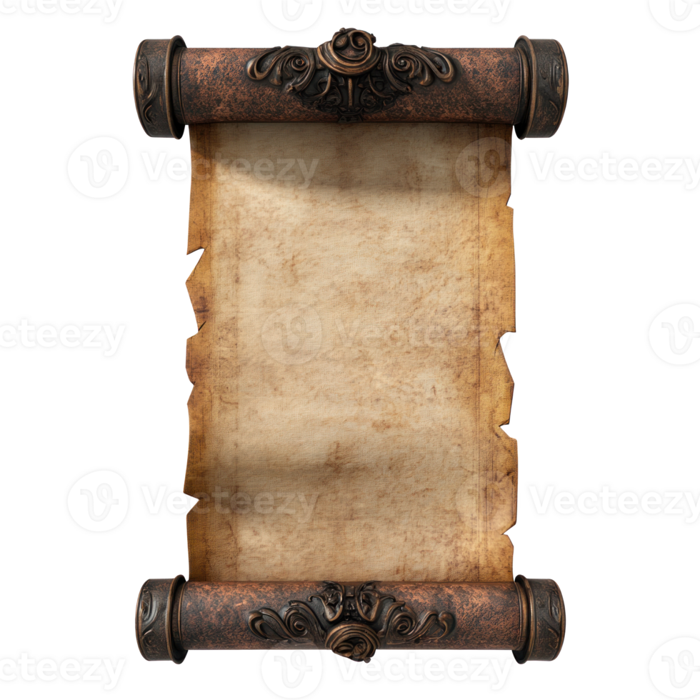 A Blank Old vintage scroll 3D icon cartoon minimalist isolate on transparent background png