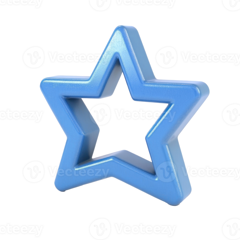 A Blue Metal Star of David 3D icon cartoon minimalist isolate on transparent background png
