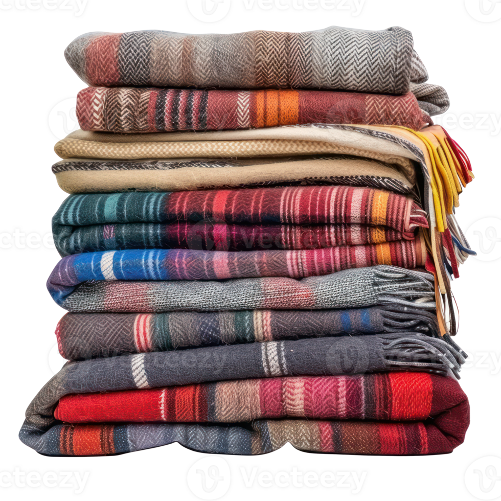 Throw blankets front view full length isolate on transparency background png