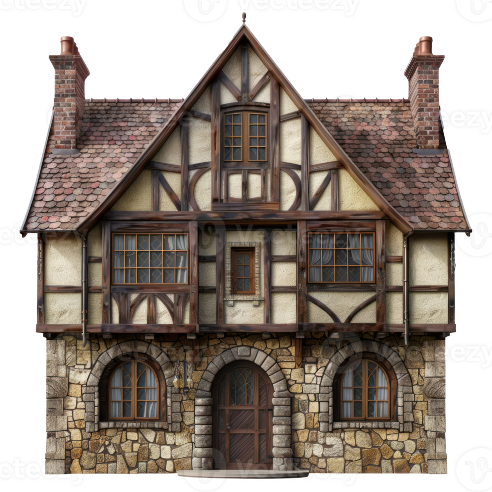 Tudor House front view full length isolate on transparency background png