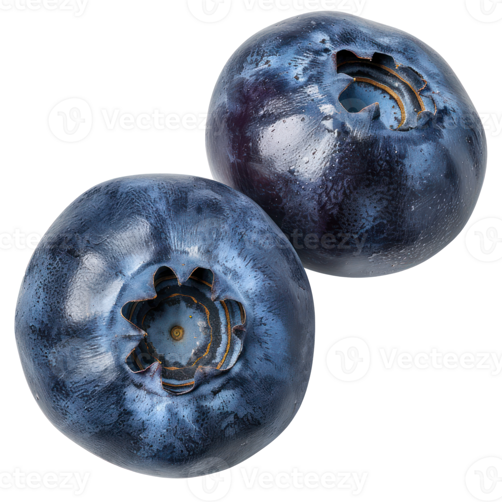 Blueberry whole and a half, clipping path isolate on transparency background png