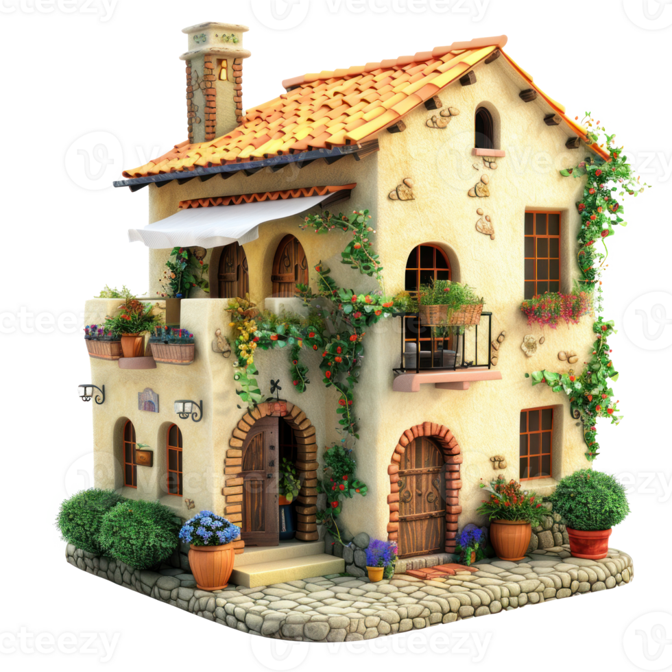 Mediterranean House isolate on transparency background png
