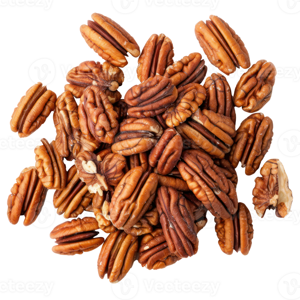 Heap of Pecans top view isolate on transparency background png