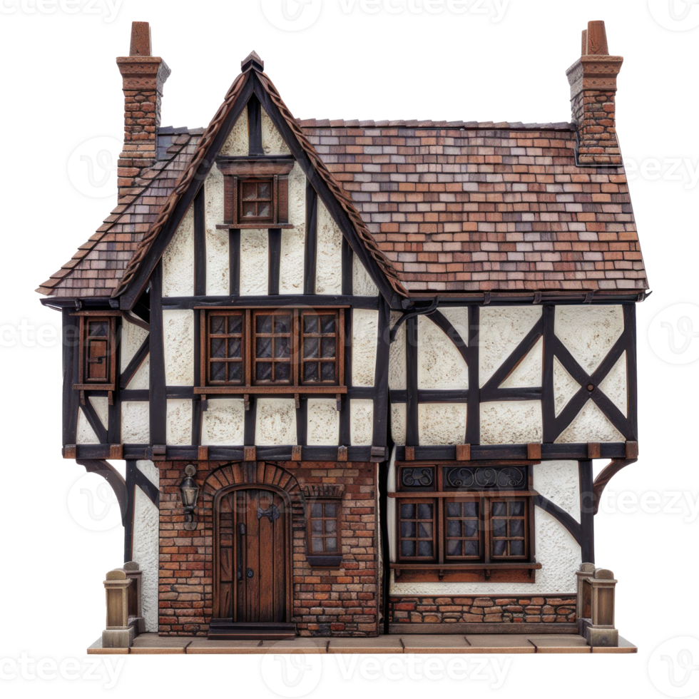 Tudor House front view full length isolate on transparency background png