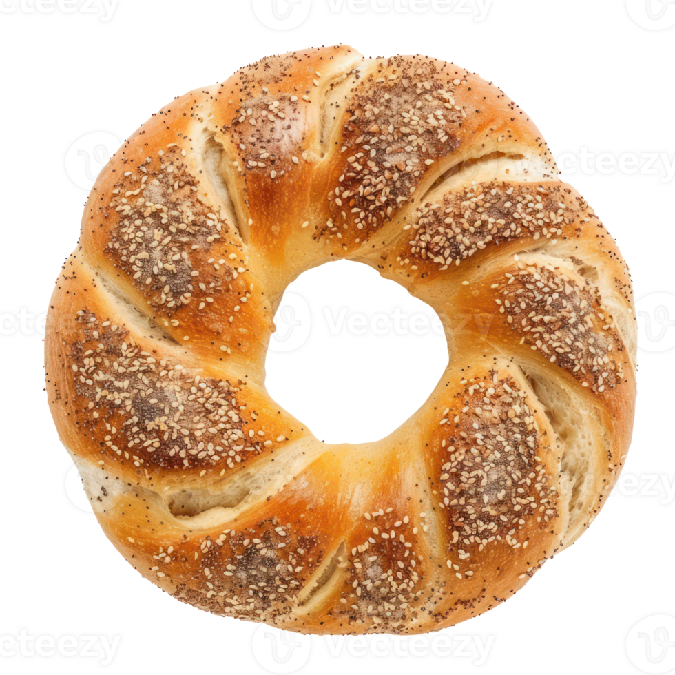 Bread Bagel top view full length isolate on transparency background png