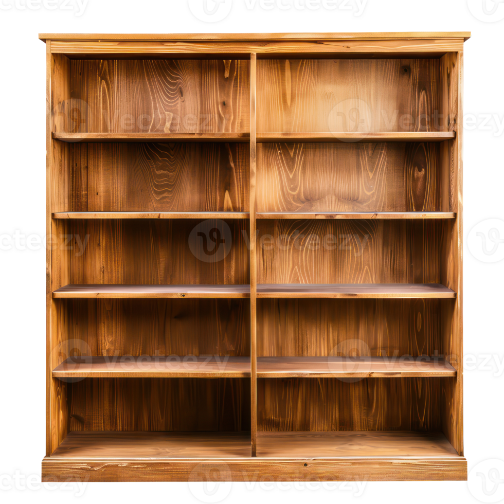 Bookshelf front view full length isolate on transparency background png