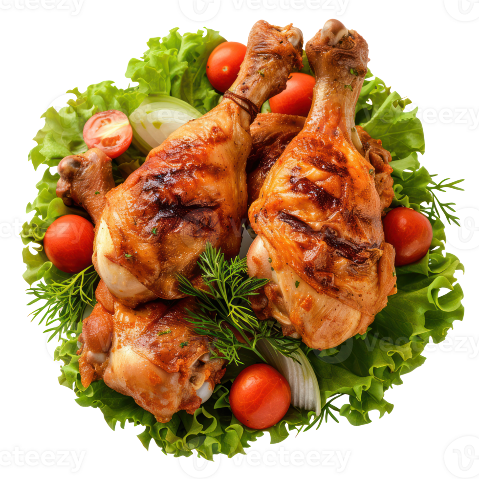 floated Fried chicken legs isolate on transparency background png