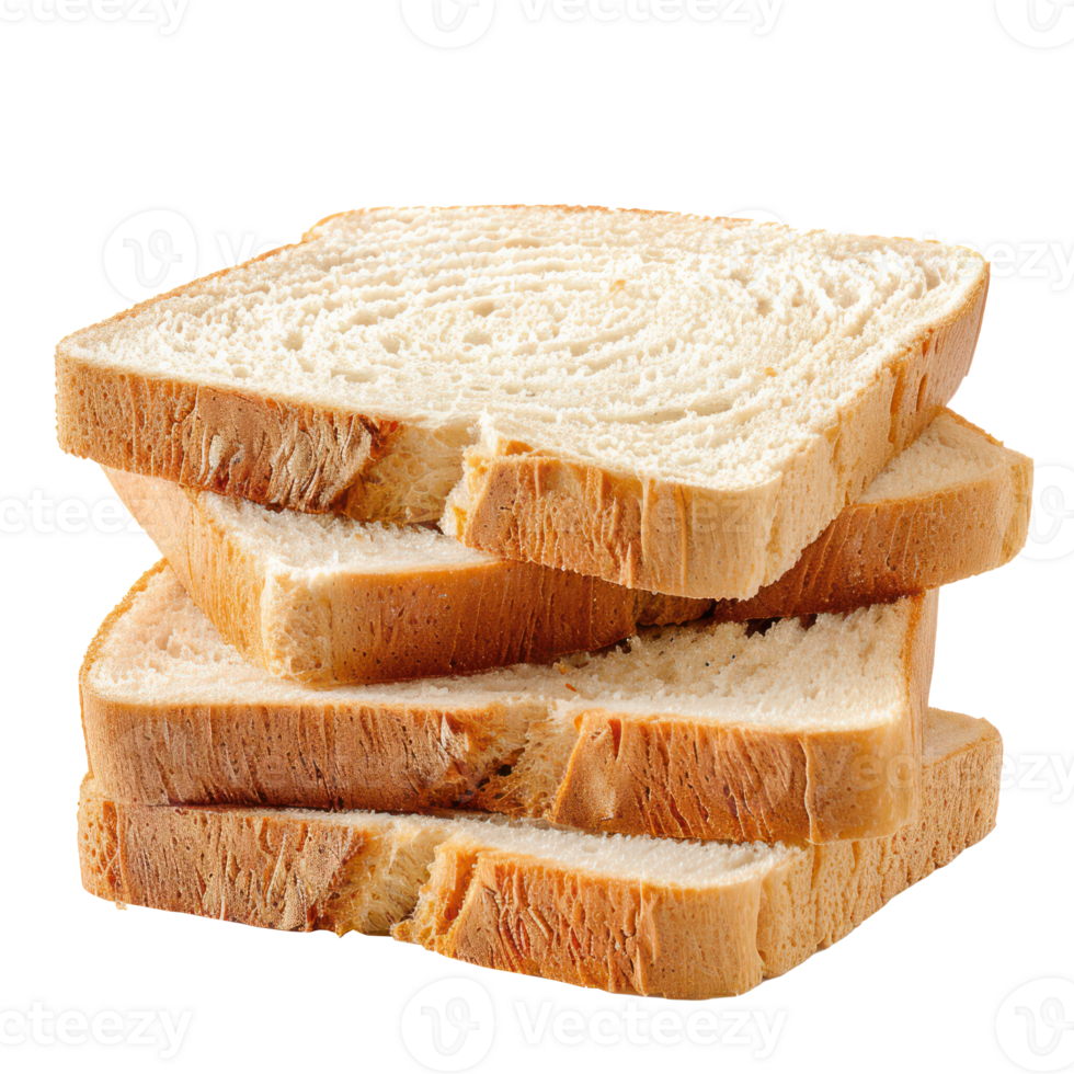 Three slices of bread stacked isolate on transparency background png