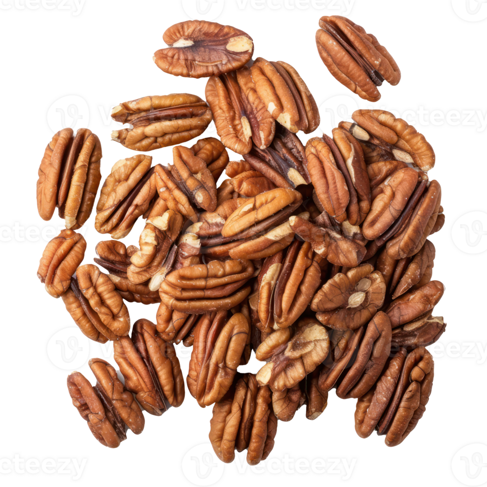 Heap of Pecans top view isolate on transparency background png