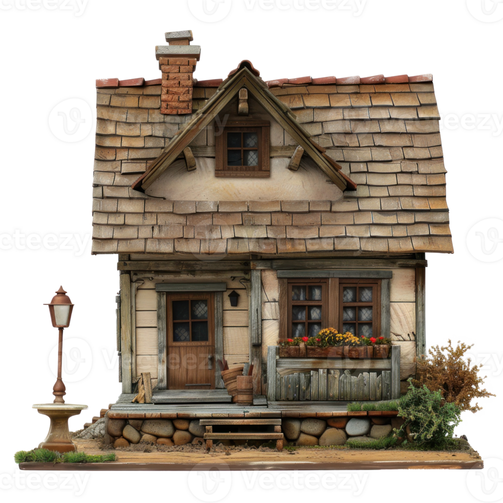 Cottage front view full length isolate on transparency background png