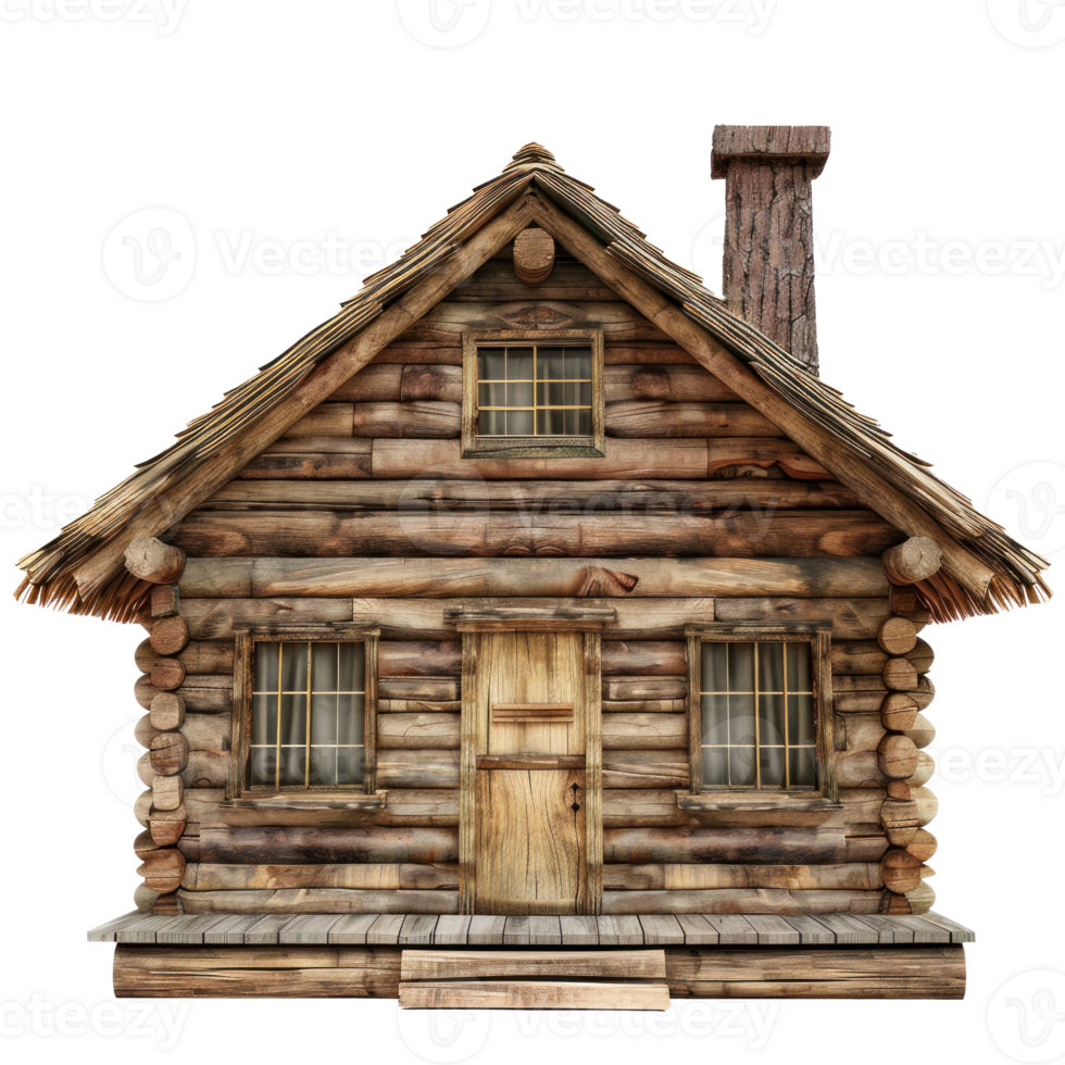 Log Cabin front view full length isolate on transparency background png