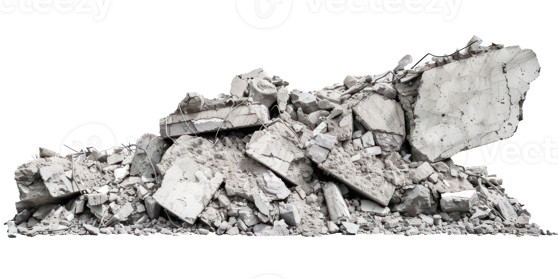 Concrete fragments of a destroyed building isolate on transparency background png