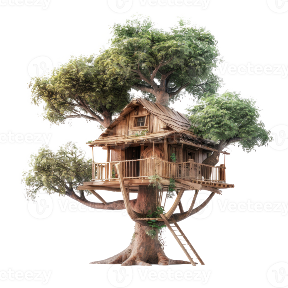 Treehouse front view full length isolate on transparency background png