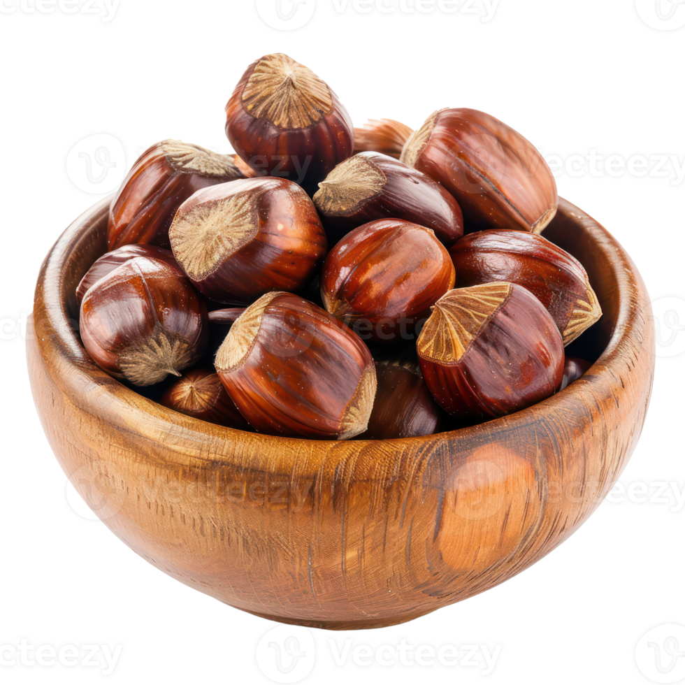 Chestnuts in a bowl isolate on transparency background png