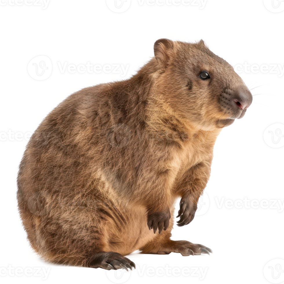 Wombat side view full body isolate on transparency background png