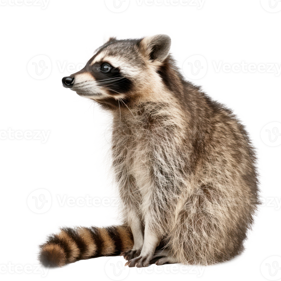 Raccoon side view full body isolate on transparency background png