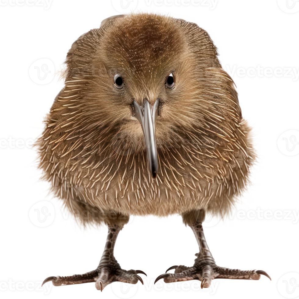 Kiwi bird front view full body isolate on transparency background png