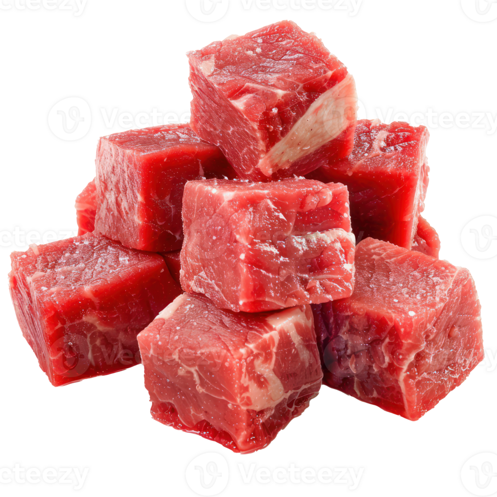 floated meat cubes isolate on transparency background png