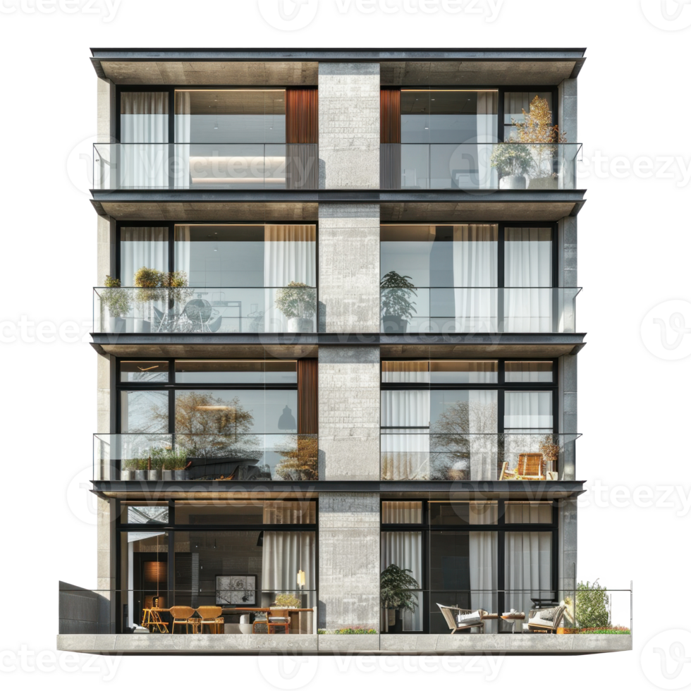 Apartment front view full length isolate on transparency background png