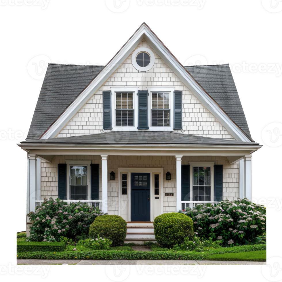 Cape Cod House front view full length isolate on transparency background png